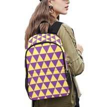 Jojo Anime Triangles Yellow Purple School Backpack with Side Mesh Pockets - $45.00