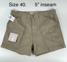 New Cabelas Men&#39;s Trail Shorts 5&quot; Inseam, Size 40 Khaki Brown, Elastic Waist NWT - £17.33 GBP