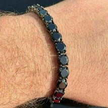 34 Ctw Lab Created Black Spinel 14K Black Gold Plated Tennis 7 MM Bracelets 7.5&quot; - $344.12