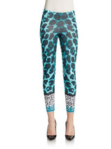 Versus By Versace Animal Print Stretch Cotton Legging Turquoise ( S ) - £248.58 GBP