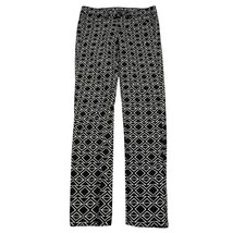 HM Pants Womens 6 Black White Low Rise Stretch Geometric Button Zip Pocket - $18.69