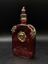 Apothecary Art Nouveau Style Ruby Red Flash Color Bottle Metal Lady Emblem - $19.79