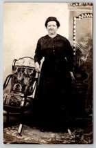 RPPC Middle Aged Edwardian Women Black Dress Beautiful Chair Studio Post... - £10.34 GBP