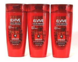 3 Bottles L&#39;Oreal Paris 25.4 Oz Elvive Linseed Color Vibrancy Protecting Shampoo - £30.50 GBP