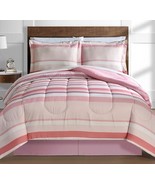 Fairfield Austin Stripe/Solid Reversible 8 Pc. Comforter Set, Blush RETA... - $58.91