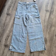 New NWT Women&#39;s Time &amp; Tru Cotton Blend Wide Leg Cargo Blue Jeans Pants ... - $316.57 MXN
