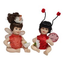 Vtg The Brass Key Porcelain Ladybug &amp; Butterfly Dolls 6&quot; Collectible Figurines - $15.79