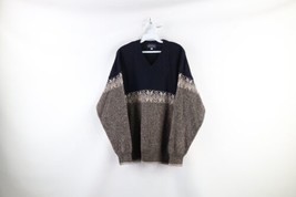 Vintage 90s Streetwear Mens Medium Wool Blend Knit Snowflake Fair Isle S... - $59.35