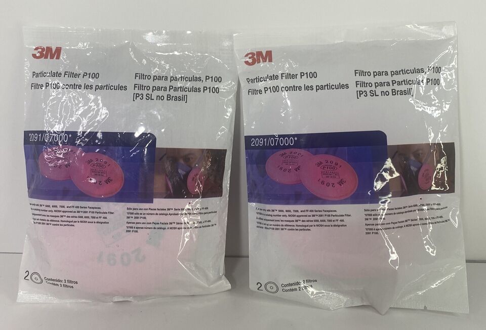 Qty 2- 3M 2091 07000 Particulate Filter P100 for 5000, 6000, 7000, FF-400 - $13.99