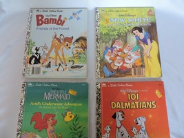 Disney Lot 4 Little Golden Books Little Mermaid 101 Dalmatians Snow White Bambi - £10.21 GBP