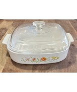 Vintage Corning Ware Wildflower Pattern Square Casserole. A-10-B With Lid - $44.28 CAD