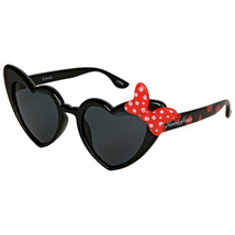 Disney Minnie Mouse Heart Shaped Polka Dot Print Sunglasses with Bow Black - £15.97 GBP