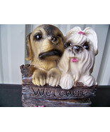 Dog Puppy Pair Welcome Decor For Desk, Den, Childs Room Decoration - £8.76 GBP