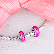 A Pair - 925 Sterling Silver Me collection Tiny My Pink Spacer Charms  - £7.20 GBP