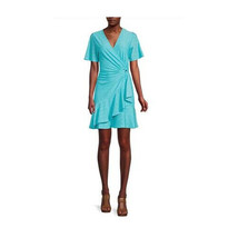 Michael Kors Wrap Dress   Eyelet Dress Surplice V-Neck Short Flutter Sleeve Ring - £46.61 GBP