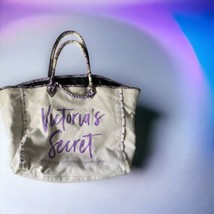 Victoria Secret Logo Canvas Tote Purple And Cream. Added Chain Attached - £7.87 GBP