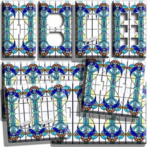 Blue Country Rustic Stained Glass Style Lightswitch Outlet Wall Plate Room Decor - £14.38 GBP+