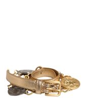 Dolce &amp; Gabbana Gold Brass Chain Coin Embellished Metal Buckle Belt Women - $481.99