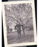 Vintage Cool Service Man Rowland Standing Under Cherry Blossom Tree WWII... - $6.76 CAD