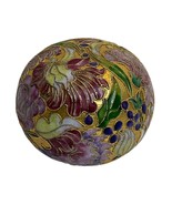 Vintage Cloisonne Enamel Gold Tone Metal Brass Ball Paperweight Floral O... - £22.05 GBP