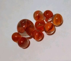 8 VITRO Marble King Cats Eye  Orange Marbles .70&quot; &amp; .48&quot; - $197.47 MXN