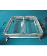 Metal Footed Stand Hot Food Server With Glass Inserts Anchor Hocking Usa - $1,382.01 MXN