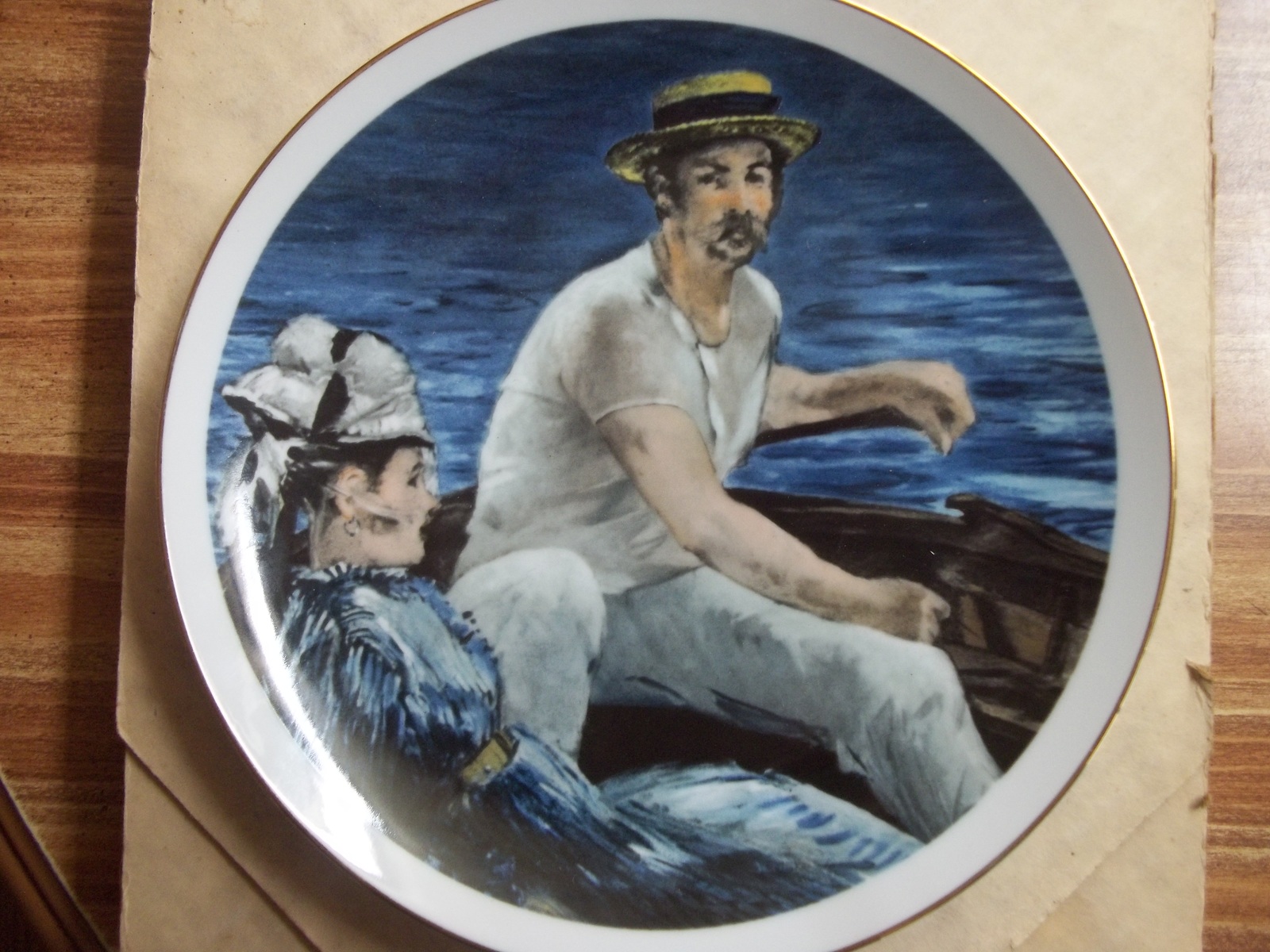  "BOATING"  By Edouard Manet Decorative Plate by Southern Living Gallery 8 1/2" - $7.99