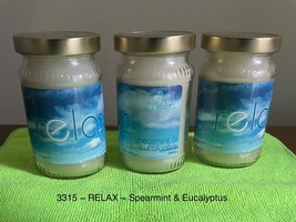 RELAX~ Spearmint &amp; Eucalyptus~Home &amp; Garden Party -  Lot of 3 Jar Candles - NEW - £17.72 GBP