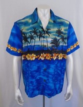Blue Hawaii Scenic Hawaiian Islands X Large 100% Cotton Shirt Made In Ha... - £9.31 GBP