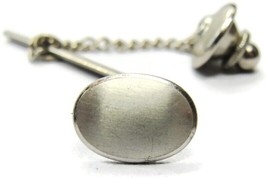 Swank Oval Brushed Silver Tone Tie Tack Tux Shirt Dress Suit Vintage Lap... - £15.81 GBP