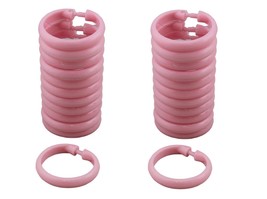2 Pack 24 Piece Plastic Locking Oval Hook Easy Gliding Shower Curtain Ring Pink - £7.75 GBP