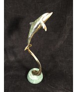 San Pacific Int&#39;l SPI Brass Jumping Dolphin Figurine With Green Marble Base - £16.02 GBP