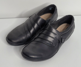 Clarks Everlay HEIDI Loafers Womens Size 8.5 M Black Leather Slip-On Shoes - £19.97 GBP