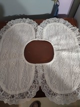 Vintage Embroidered Cutwork Lace over linen type material Collar (p1) - $12.60