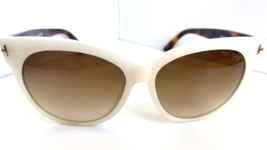 New Tom Ford 57mm Oversized White Cream Cat Eye Women&#39;s Sunglasses - £151.32 GBP