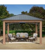 GAZEBO WOODEN OUTDOOR PATIO DECK HARD TOP YARDISTRY GARDEN BACKYARD CEDA... - $2,771.99