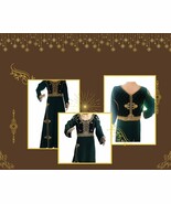 Dark green formal dress maxi kaftan evening wear wedding gown moroccan c... - $1,205.18 MXN