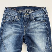 True Religion Women Halle Mid Rise Super Skinny Moto Jeans Blue Denim 24 - £31.32 GBP