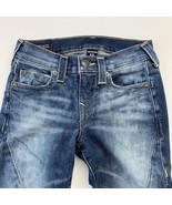 True Religion Women Halle Mid Rise Super Skinny Moto Jeans Blue Denim 24 - $39.87
