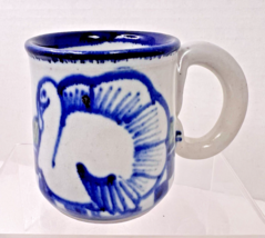 1 Vintage Debbie Dean Turkey Mug Signed w checkerboard Design 3 1/2 inch - $22.28