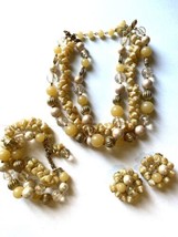 Vintage Pink and Gold Seashell Beaded Jewelry Set - £22.70 GBP