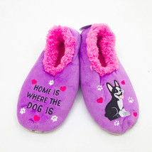 Snoozies Women&#39;s Home is Where The Dog Is Non Skid Slippers Lavendar Lar... - £10.05 GBP