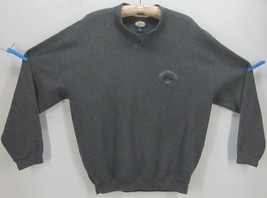 Tommy Bahama Relax Men&#39;s Small Gray 100% Cotton V-NECK Sweater Sewn Marlin Logo - $32.54