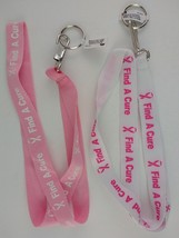 Breast Cancer Awareness Lanyards &#39;find A Cure&#39; 1 Lanyard/Pk Select Pink Or White - £2.39 GBP
