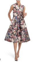 Kay Unger New York Sarabeth Floral Fit And Flair Midi Dress (size 12) - £101.20 GBP