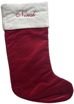 Pottery Barn Classic Cotton Red Velvet Stocking Medium Monogrammed NIRESH - £16.22 GBP