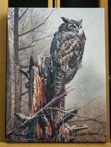 Great Horned Owl Bird Art Made USA Canvas Giclee Gallery Wrapped Print C... - £35.16 GBP