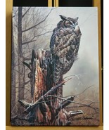 Great Horned Owl Bird Art Made USA Canvas Giclee Gallery Wrapped Print C... - £35.52 GBP
