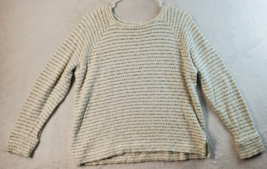 Lou &amp; Grey Sweater Womens Small Black White Striped Knit Cotton Round Neck Slit - £15.51 GBP