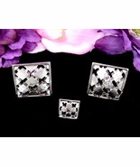Swank ARGYLE Diamondcut CUFFLINKS &amp; TIE TACK Vintage Silvertone Square O... - $30.99 CAD